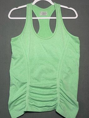 Athleta Green Seamless Racerback Tank Top Ruched Sides Size Large